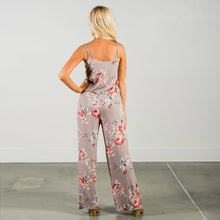 Load image into Gallery viewer, Lace Up Floral Print Women Jumpsuit Loose Style Wide Leg Girls Beach