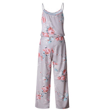 Load image into Gallery viewer, Lace Up Floral Print Women Jumpsuit Loose Style Wide Leg Girls Beach