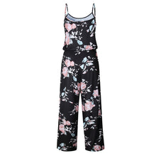 Load image into Gallery viewer, Lace Up Floral Print Women Jumpsuit Loose Style Wide Leg Girls Beach