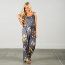 Load image into Gallery viewer, Lace Up Floral Print Women Jumpsuit Loose Style Wide Leg Girls Beach