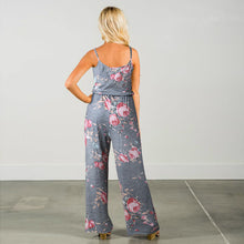 Load image into Gallery viewer, Lace Up Floral Print Women Jumpsuit Loose Style Wide Leg Girls Beach