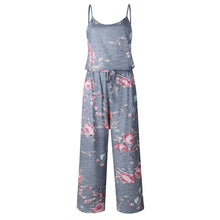 Load image into Gallery viewer, Lace Up Floral Print Women Jumpsuit Loose Style Wide Leg Girls Beach