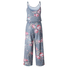 Load image into Gallery viewer, Lace Up Floral Print Women Jumpsuit Loose Style Wide Leg Girls Beach