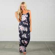 Load image into Gallery viewer, Lace Up Floral Print Women Jumpsuit Loose Style Wide Leg Girls Beach