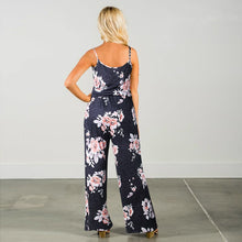 Load image into Gallery viewer, Lace Up Floral Print Women Jumpsuit Loose Style Wide Leg Girls Beach