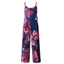 Load image into Gallery viewer, Lace Up Floral Print Women Jumpsuit Loose Style Wide Leg Girls Beach