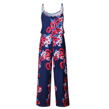 Load image into Gallery viewer, Lace Up Floral Print Women Jumpsuit Loose Style Wide Leg Girls Beach