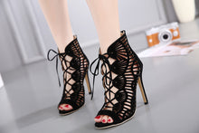 Load image into Gallery viewer, Gladiator Cross-tied Boots Women New Sexy Hollow Peep Toe High Heels Shoes