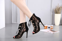 Load image into Gallery viewer, Gladiator Cross-tied Boots Women New Sexy Hollow Peep Toe High Heels Shoes