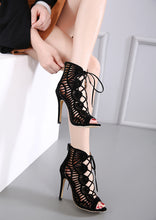 Load image into Gallery viewer, Gladiator Cross-tied Boots Women New Sexy Hollow Peep Toe High Heels Shoes