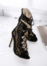 Load image into Gallery viewer, Gladiator Cross-tied Boots Women New Sexy Hollow Peep Toe High Heels Shoes