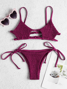 Smocked String Bikini Swimwear Women