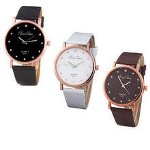 Load image into Gallery viewer, Womens Luxury Crystal Leather Band Round Analog Wrist Watch