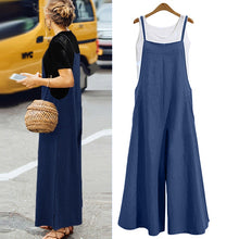 Load image into Gallery viewer, Cotton Pocket Long Wide Leg Romper Overalls Casual Loose Solid Jumpsuit