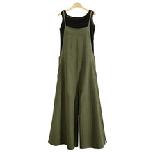 Load image into Gallery viewer, Cotton Pocket Long Wide Leg Romper Overalls Casual Loose Solid Jumpsuit