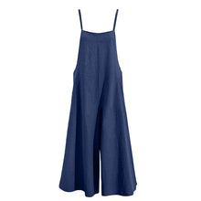 Load image into Gallery viewer, Cotton Pocket Long Wide Leg Romper Overalls Casual Loose Solid Jumpsuit