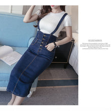 Load image into Gallery viewer, Long Denim With Straps Women Button Jeans Jumpsuit