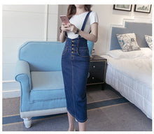 Load image into Gallery viewer, Long Denim With Straps Women Button Jeans Jumpsuit