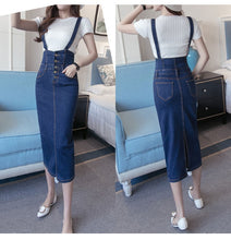 Load image into Gallery viewer, Long Denim With Straps Women Button Jeans Jumpsuit