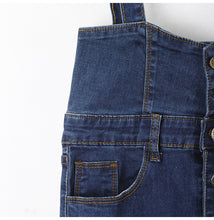 Load image into Gallery viewer, Long Denim With Straps Women Button Jeans Jumpsuit