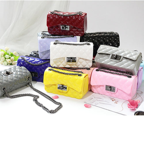 Silica Gel Female Mini Chain Jelly Bag Women Diamond Lattice Small Flap