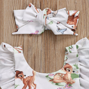 Newborn Toddler Infant Baby Girls Deer Ruffles Clothes Outfits