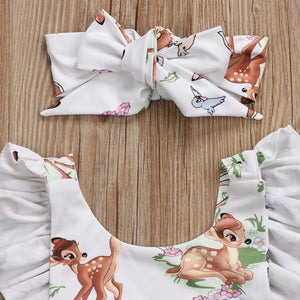 Newborn Toddler Infant Baby Girls Deer Ruffles Clothes Outfits