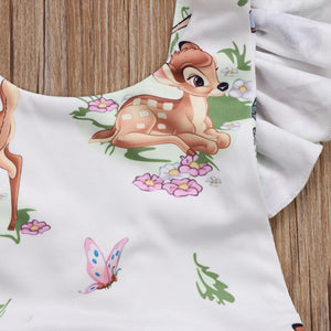 Newborn Toddler Infant Baby Girls Deer Ruffles Clothes Outfits