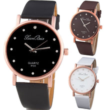 Load image into Gallery viewer, Womens Luxury Crystal Leather Band Round Analog Wrist Watch