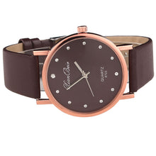 Load image into Gallery viewer, Womens Luxury Crystal Leather Band Round Analog Wrist Watch