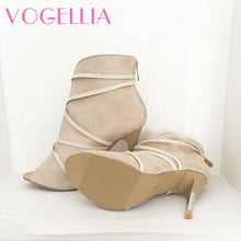 Load image into Gallery viewer, New Fashion Woman Faux Suede Pumps Sexy Open Toe Ankle Shoes