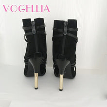 Load image into Gallery viewer, New Fashion Woman Faux Suede Pumps Sexy Open Toe Ankle Shoes