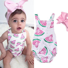 Load image into Gallery viewer, Cute Baby Girls Headband Watermelon Printed Outfits Sunsuit Kids Clothes