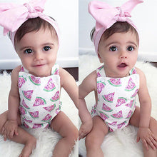 Load image into Gallery viewer, Cute Baby Girls Headband Watermelon Printed Outfits Sunsuit Kids Clothes