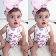 Load image into Gallery viewer, Cute Baby Girls Headband Watermelon Printed Outfits Sunsuit Kids Clothes