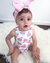 Load image into Gallery viewer, Cute Baby Girls Headband Watermelon Printed Outfits Sunsuit Kids Clothes