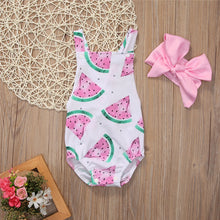 Load image into Gallery viewer, Cute Baby Girls Headband Watermelon Printed Outfits Sunsuit Kids Clothes