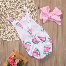 Load image into Gallery viewer, Cute Baby Girls Headband Watermelon Printed Outfits Sunsuit Kids Clothes