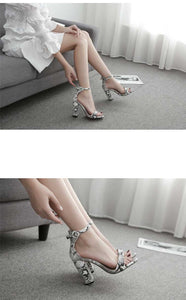 Women Ankle Strap Sandals Snake