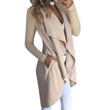 Load image into Gallery viewer, Women&#39;s Lapel Collar Solid Color Slim Fit Wind Coat with Pockets