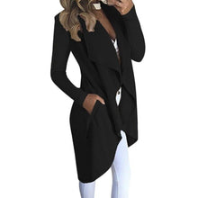 Load image into Gallery viewer, Women&#39;s Lapel Collar Solid Color Slim Fit Wind Coat with Pockets