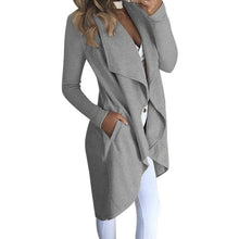 Load image into Gallery viewer, Women&#39;s Lapel Collar Solid Color Slim Fit Wind Coat with Pockets