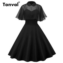 Load image into Gallery viewer, Rockabilly Vintage Two Piece Black Dress