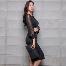 Load image into Gallery viewer, Black Elegant Office Dress