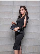 Load image into Gallery viewer, Black Elegant Office Dress