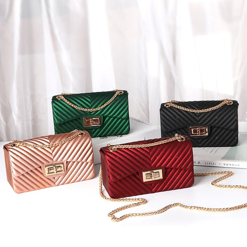 Female Chain Jelly Bag PVC Fabric Shoulder Bags