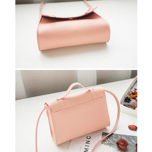 Fashion Solid Color PU Leather Shoulder Bag Cute Wild of the slung small Square