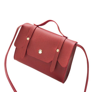 Fashion Solid Color PU Leather Shoulder Bag Cute Wild of the slung small Square