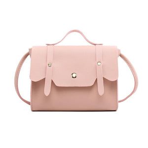 Fashion Solid Color PU Leather Shoulder Bag Cute Wild of the slung small Square