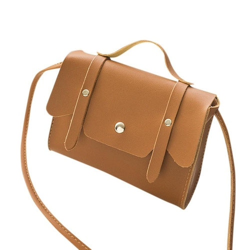 Fashion Solid Color PU Leather Shoulder Bag Cute Wild of the slung small Square